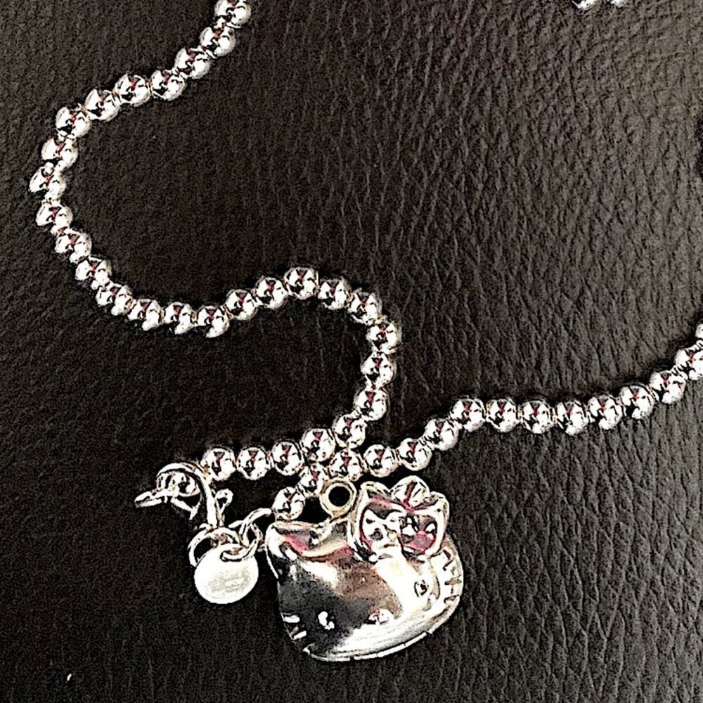 Hello Kitty Sterling Silver Beaded Bracelet Necklace Set - Picture 8 of 8